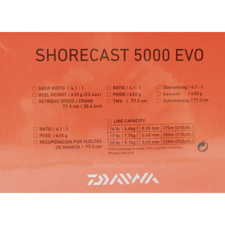 Carrete Daiwa Shorecast 5000 EVO alta calidad a un mejor precio