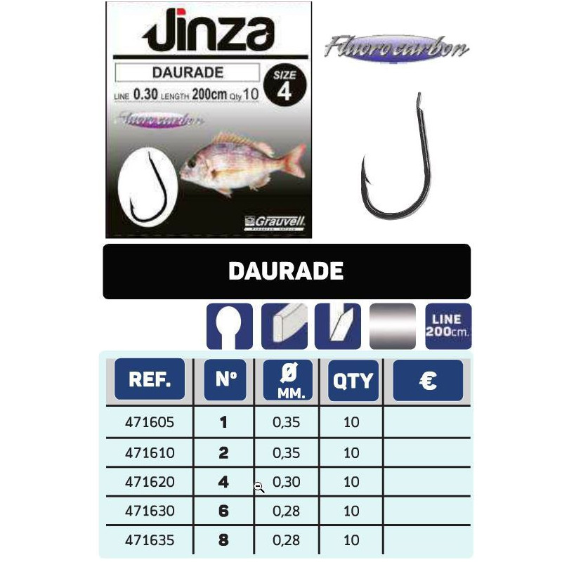 Anzuelos montados Jinza Daurade de Grauvell muy afilados
