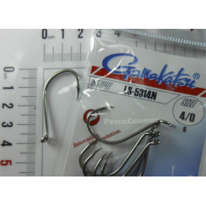 Blister del Anzuelo Gamakatsu LS-5314N tallas 4/0 y 1/0 con regla de medición 2