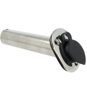 Porta cañas Inox Empotrable con el tapón de goma negro abatible