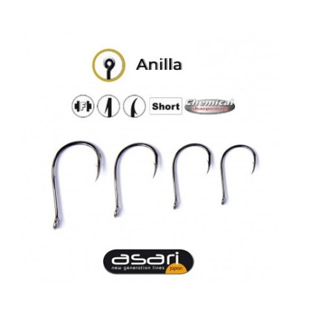 Anzuelos Asari Chinu Laser Carbon Niquelado Negro C/Anilla