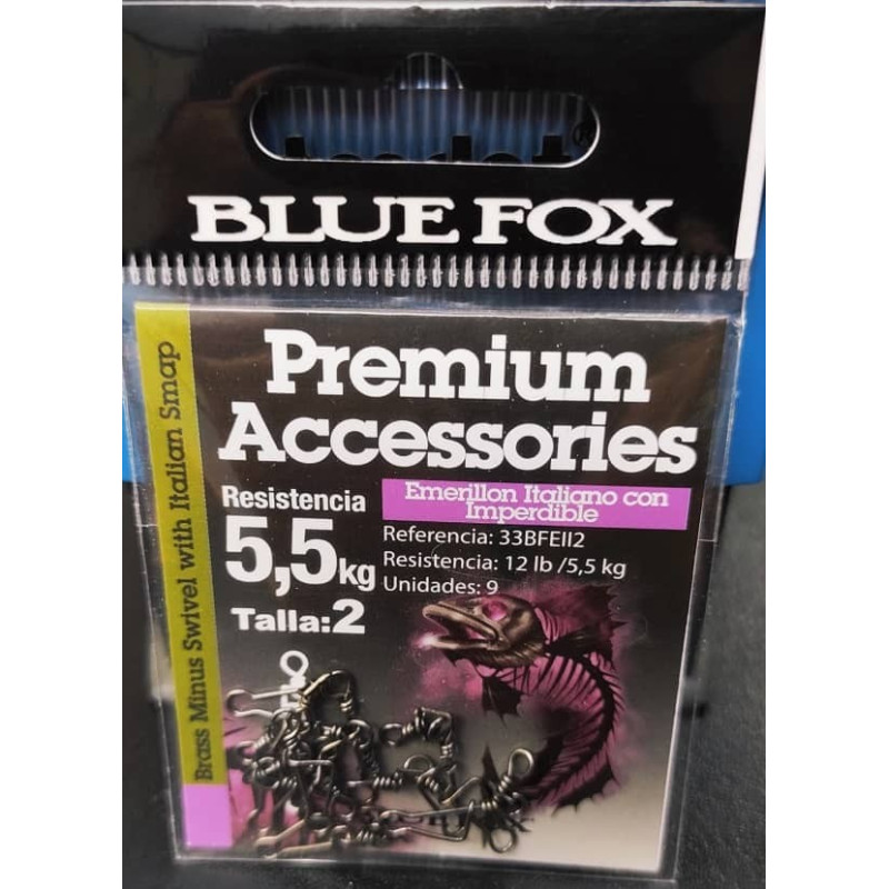 Emerillón Blue Fox Italiano Con Imperdible talla 2