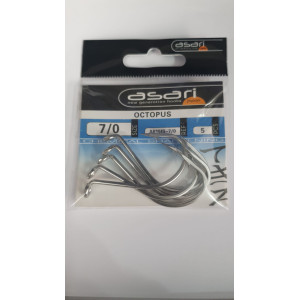 Anzuelo Asari Octopus A615IS, talla 7/0, blíster de 5 unidades, Chemical Sharpening