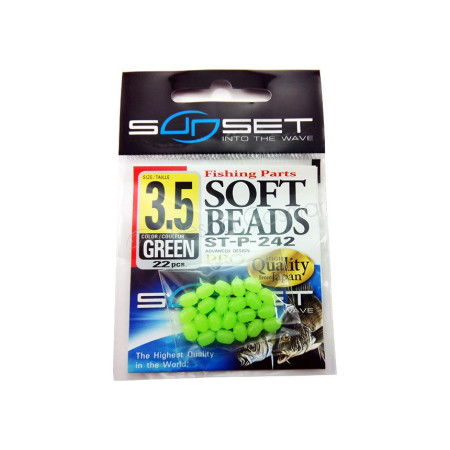 Perlas Sunset Stonfo Beads ST-P-242, silicona blanda verde, pack 22 uds