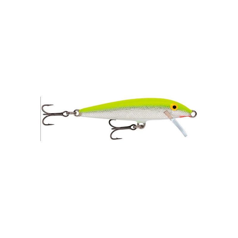 Rapala Original Flotante, color amarillo flúor/blanco