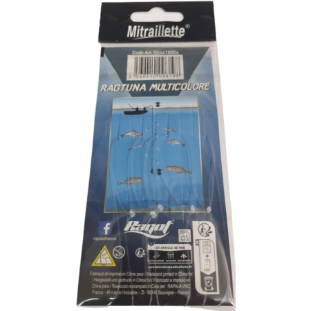 Aparejo de metralleta Sabiki Ragtuna 8255S de Ragot montado con anzuelos VMC