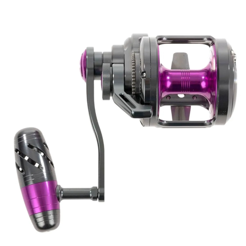 Carrete Hart Miura Speed Jig 300, detalle bobina morada full metal