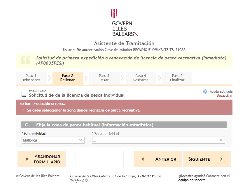 seleccion zona de pesca