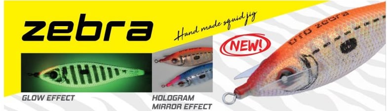 Jibionera DTD Zebra brillando en verde con el efecto glow y, al lado, con el acabado holográfico efecto espejo